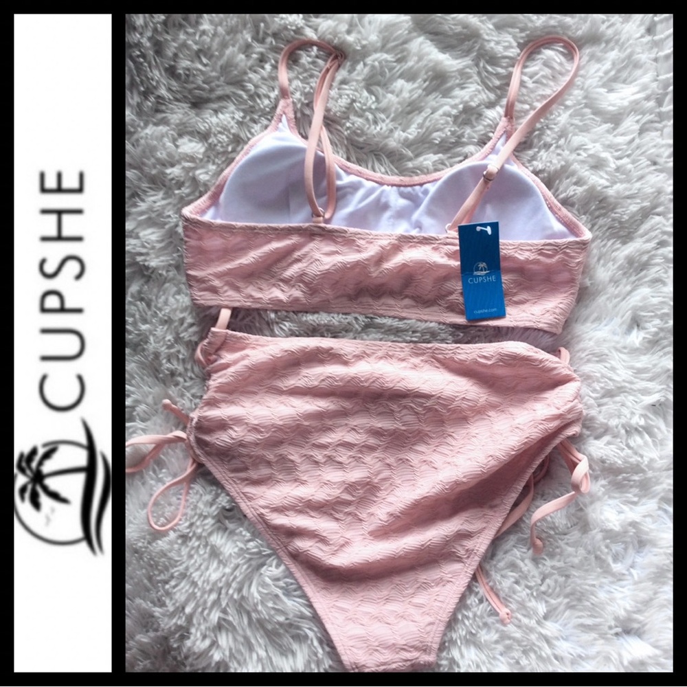 NWT Cupshe Textured Ruched Drawstring Bikini - Picture 5 of 9
